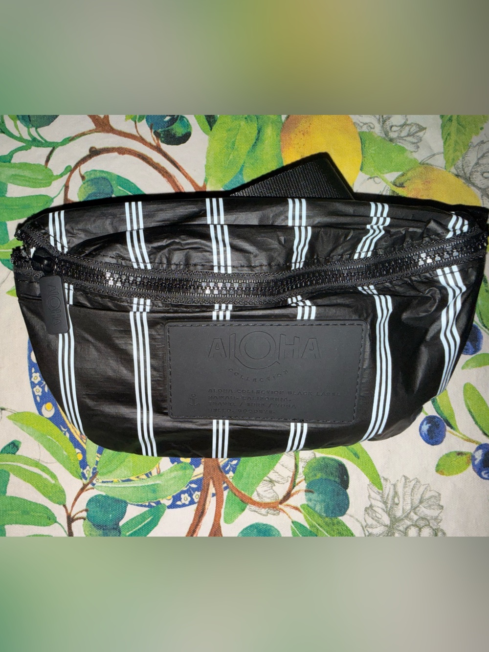 ALOHA Collection Black and White Striped Belt Bag